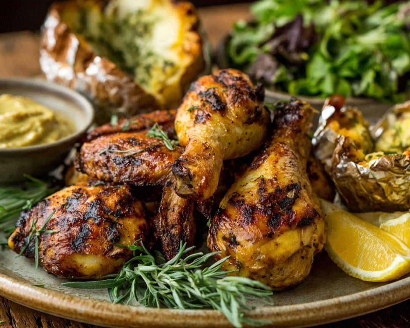 Huhn-in-Knoblauch-Senf-Oel-Estragon-Marinade