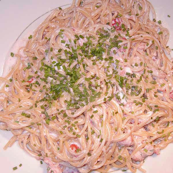 Pasta mit Erdbeersosse