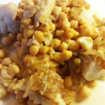 Stockfisch Zwiebelconfit und Kichererbsen